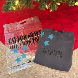 Taylor Swift Eras Tour Blue Crewneck + Bag & 1989 TV Confetti | New With Tags